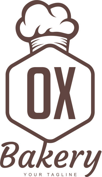 牛字母标志设计与厨师图标面包房标志图片下载