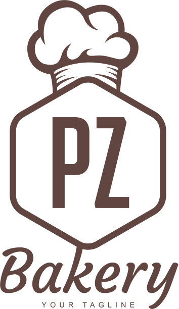 Pz字母标志设计与厨师图标烘焙标志图片下载