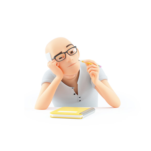 3d资深男子与铅笔搜索灵感图片下载