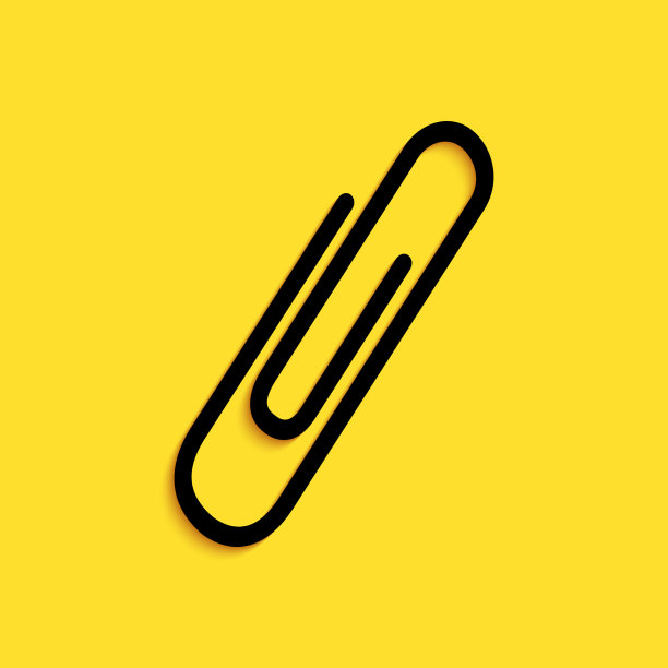 黑色回形针图标孤立在黄色图片下载