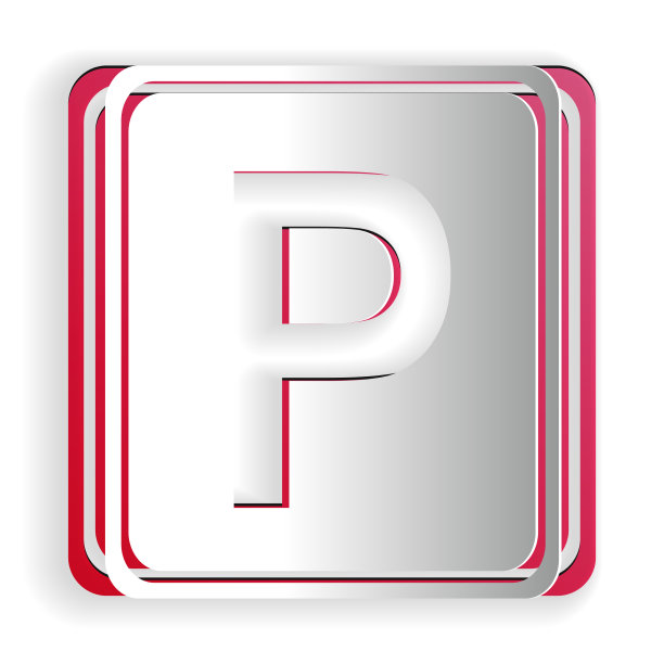 剪纸停车标志图标孤立在白色图片下载