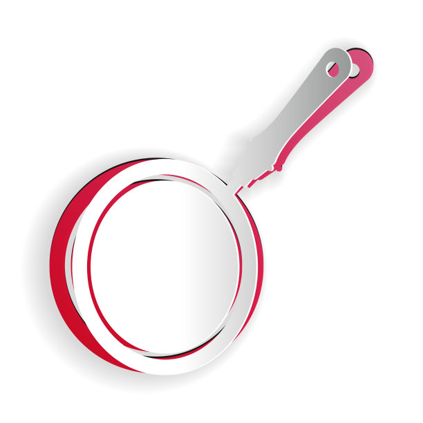 剪纸煎锅图标孤立在白色图片下载