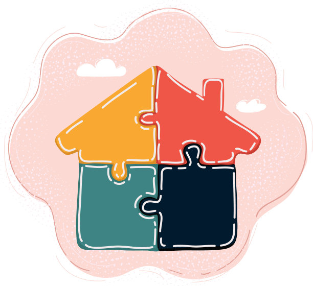 用拼图建造的房子图片下载