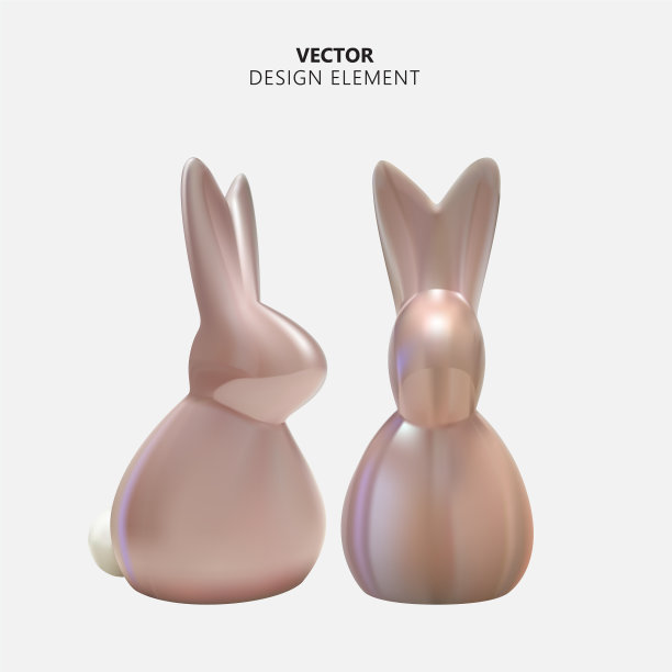 逼真的3d复活节兔子雕像设计图片下载