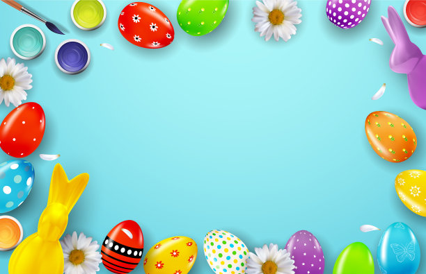 复活节海报模板与3d逼真的复活节图片下载