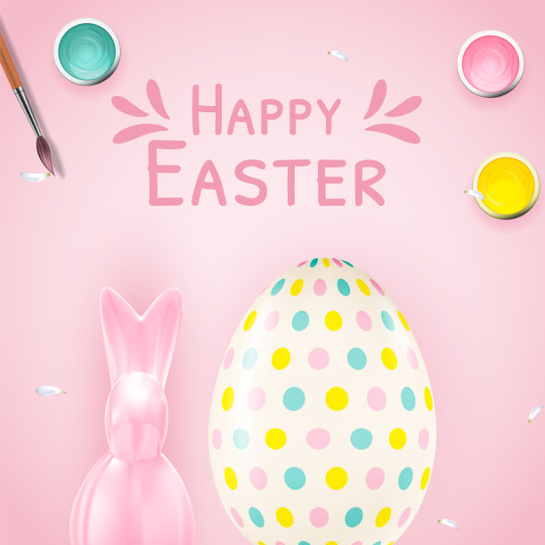 复活节海报模板与3d逼真的复活节图片下载