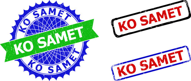 科相同的玫瑰形和长方形双色印章与图片下载