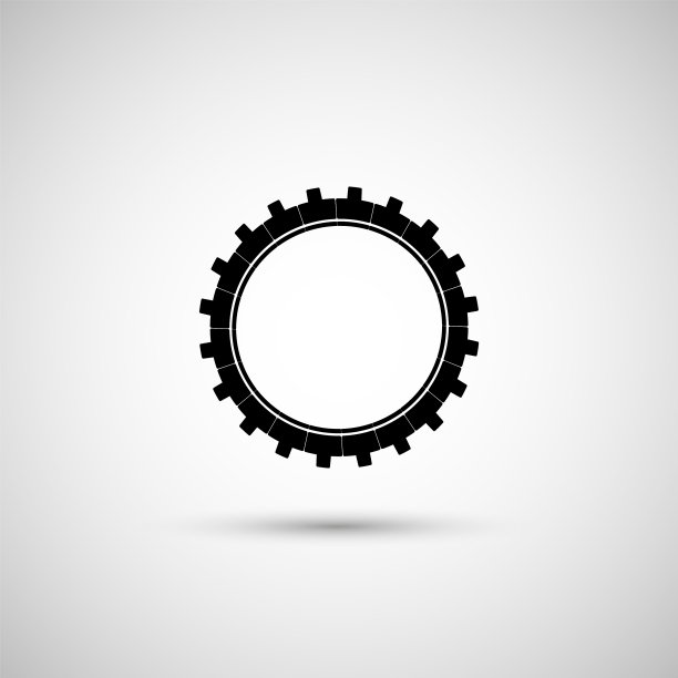 齿轮简单扁平象征完美的黑色图片下载