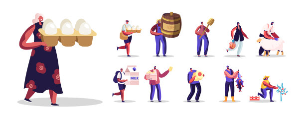 将人们与农产品设置为男性和女性图片下载