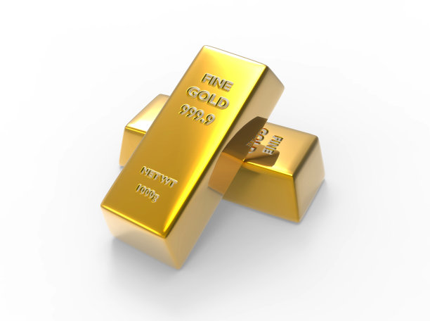 闪亮的金条- 3D插图图片下载