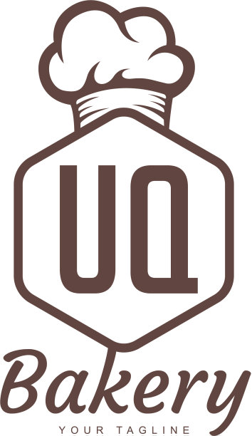 Uq字母标志设计与厨师图标烘焙标志图片下载