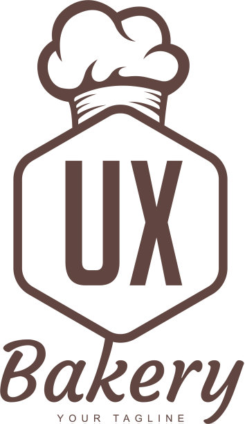 Ux字母标志设计与厨师图标烘焙标志图片下载