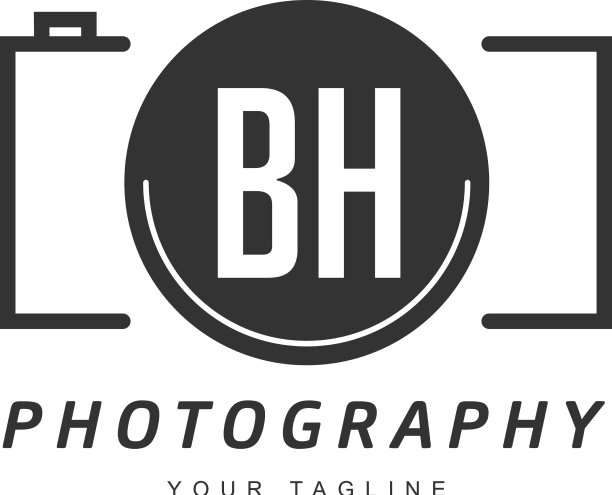 Bh字母标志设计与相机图标图片下载