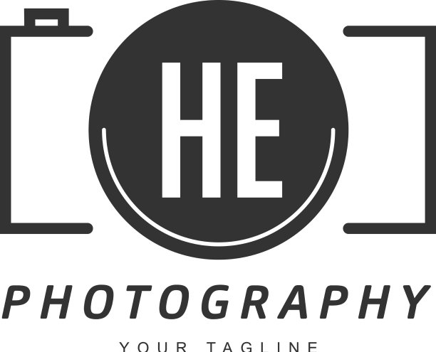 他的字母标志设计与相机图标图片下载