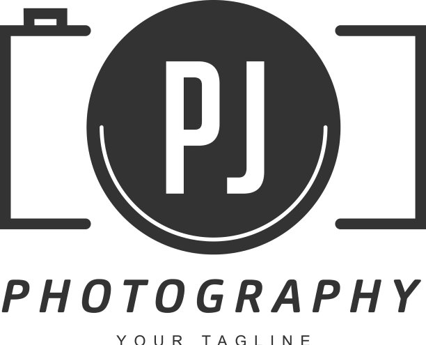 Pj字母标志设计与相机图标图片下载
