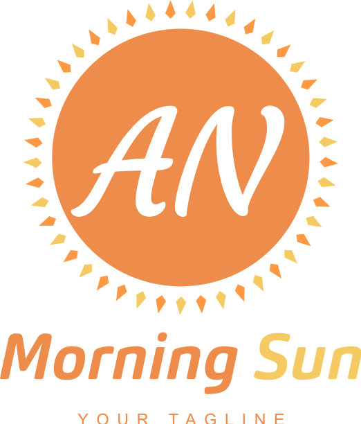 一个字母标志设计与太阳的图标早晨图片下载