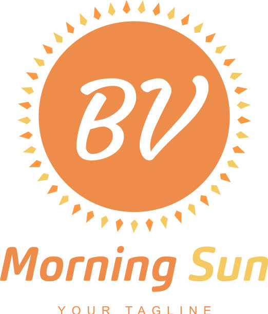 Bv字母标志设计与太阳图标早晨图片下载