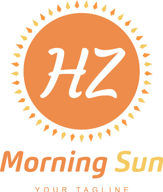 Hz字母标志设计与太阳晨光图标图片下载