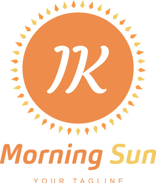 Ik字母标志设计与太阳的图标早晨图片下载
