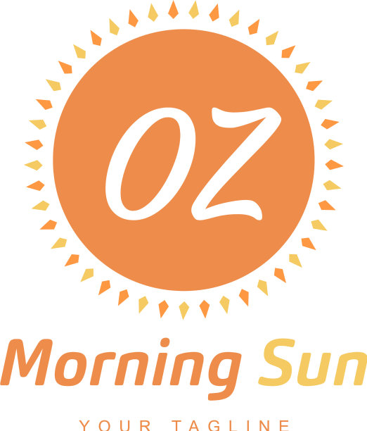 奥兹字母标志设计与太阳图标早晨图片下载