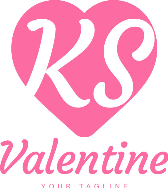 k字母标志设计与爱心图标或图片下载