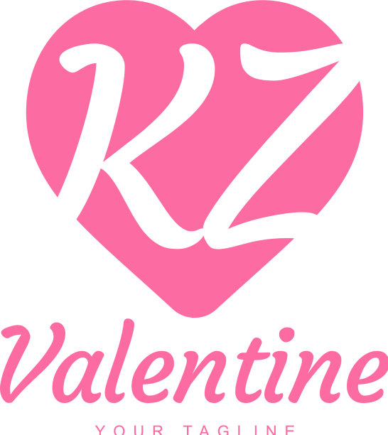 Kz标志设计用爱心字母或图标图片下载