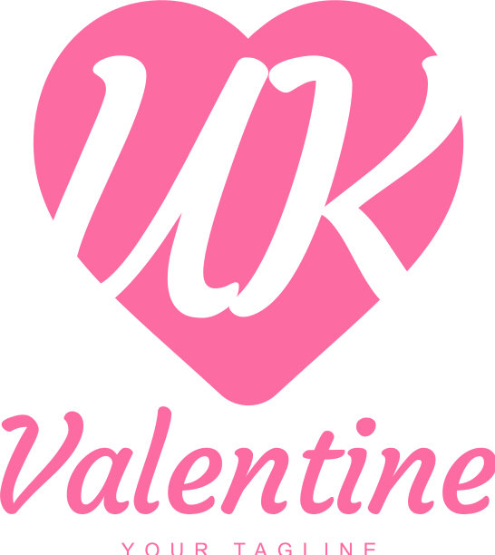 英国字母标志设计与爱心图标或图片下载