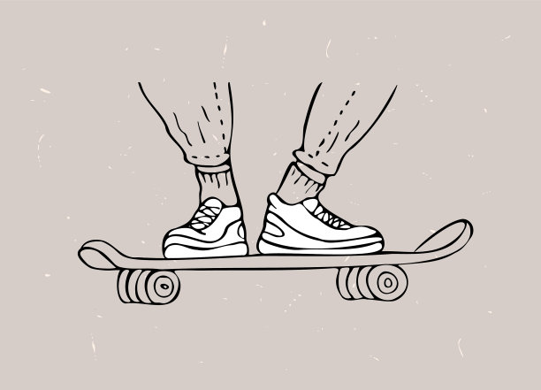 滑板上的孤立线性脚图片下载
