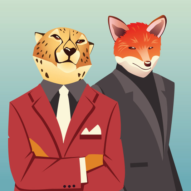 人艺术动物肖像狐狸时尚潮人图片下载