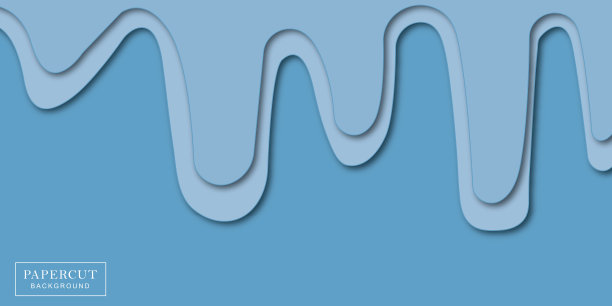 剪纸的背景。垂直横幅与3D波浪形状层。抽象现实的纸张设计。蓝色的雕刻艺术。矢量设计布局的传单，海报，邀请图片下载