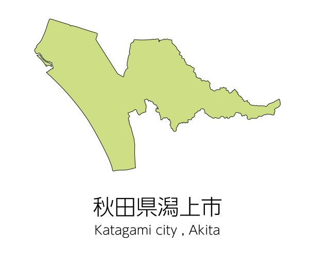 日本秋田县片上市地图。翻译过来就是:秋田县的城市。Katagami图片下载