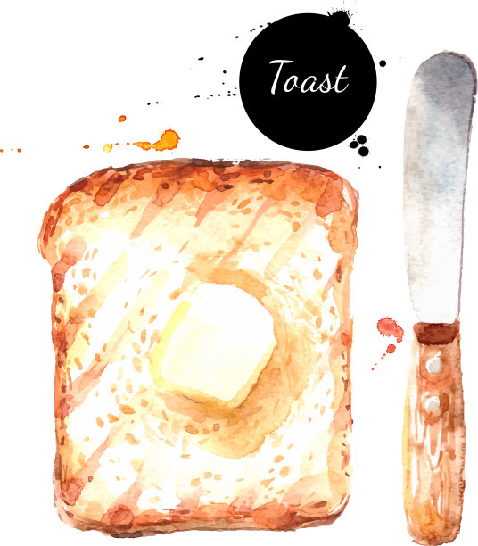 水彩手绘早餐吐司用图片下载