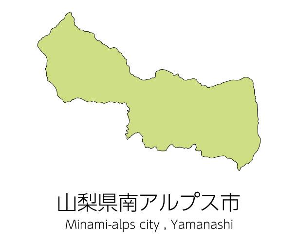 日本山梨县南阿尔卑斯城地图。翻译过来就是:山梨县的南阿尔卑斯市。图片下载