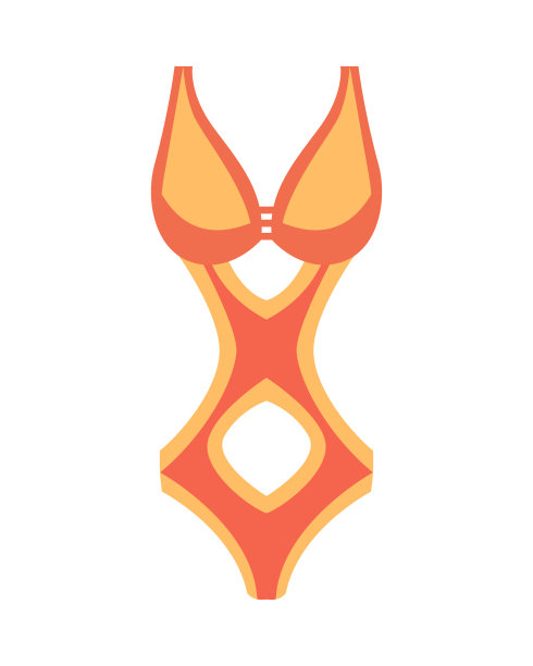 时尚泳装。平面图标的卡通时尚女性沙滩装。连体式泳衣或女式泳装内衣图片下载