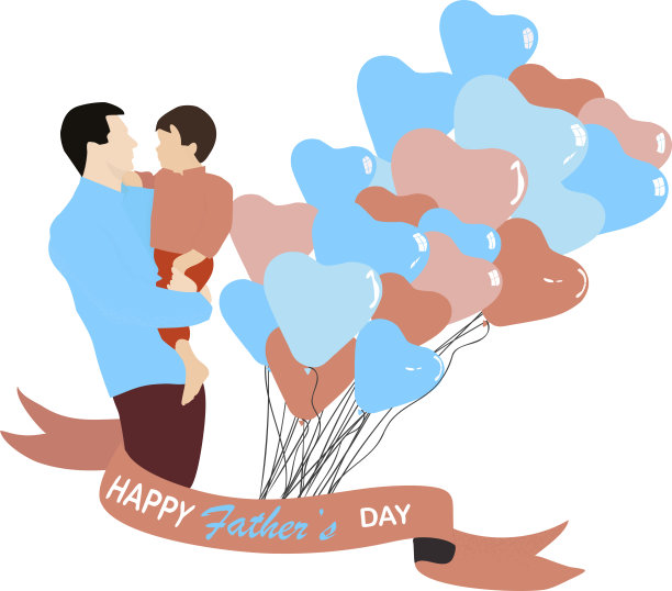父亲节快乐矢量插图在一个平坦的风格。图片下载
