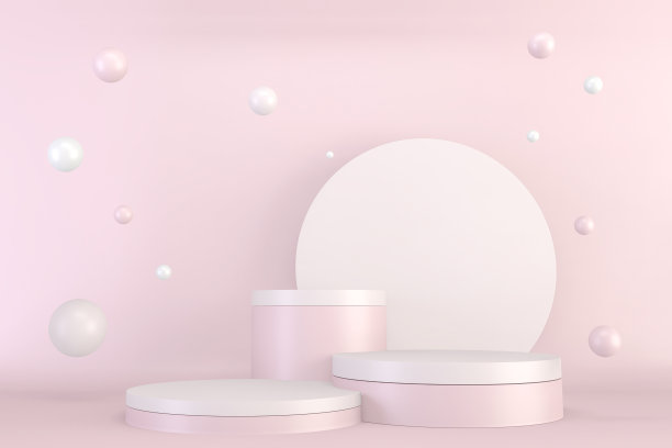 模拟最小的粉红色底座设计产品展示，3D渲染图片下载
