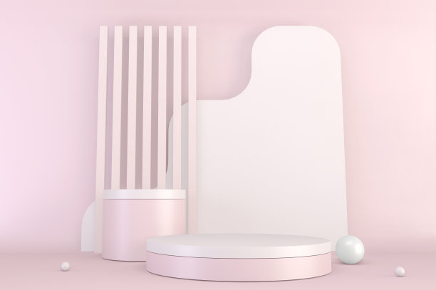模拟最小的粉红色底座设计产品展示，3D渲染图片下载
