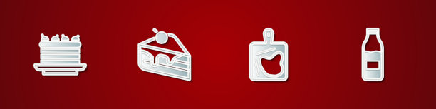 摆好蛋糕块、切蛋糕板和瓶子图片下载