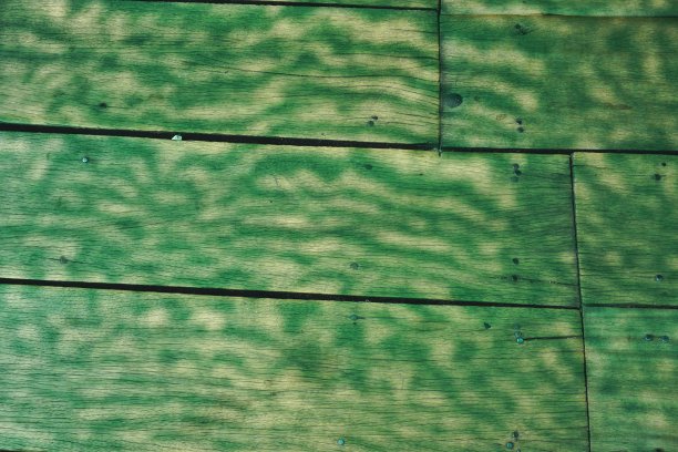 绿色不规则的阴影投射在木地板上抽象的图案图片下载