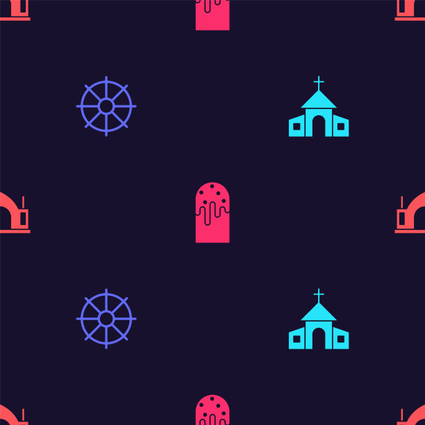 设教堂建筑法轮和复活节蛋糕图片下载