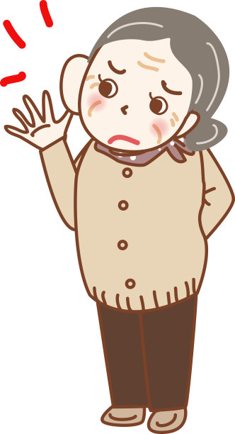 一个双手背在身后的聋奶奶。图片下载