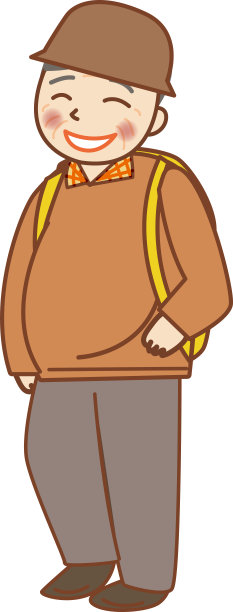 一个心情好的老人背着背包图片下载