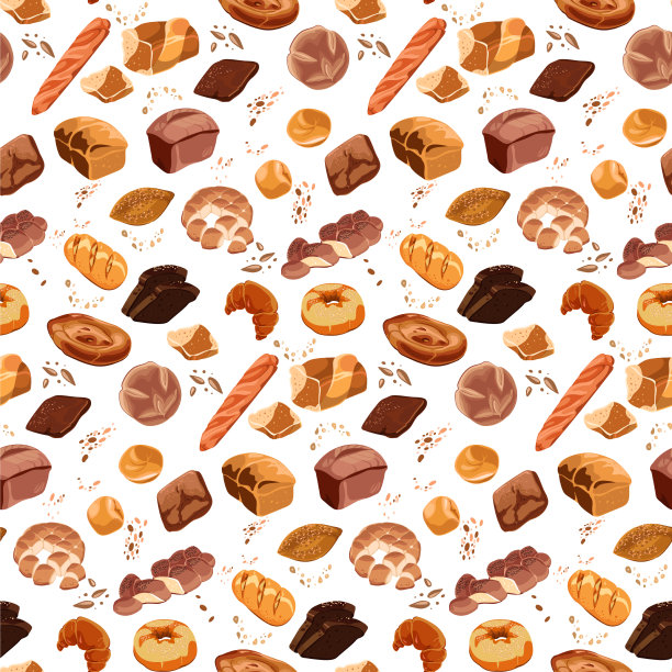 色彩丰富的烘焙产品无缝图案图片下载