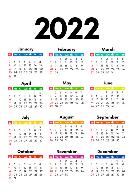 为2022年设定4个日历图片下载