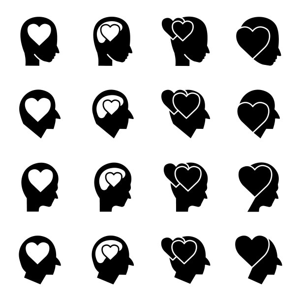 头脑与心的图标，在爱的象征，简单图片下载