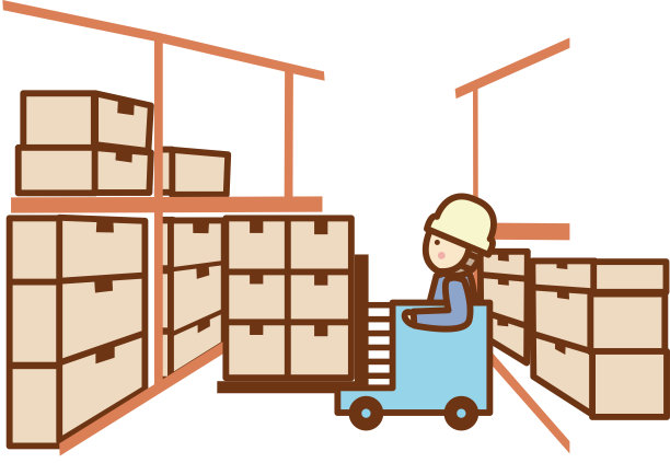 在仓库里工作的叉车。图片下载