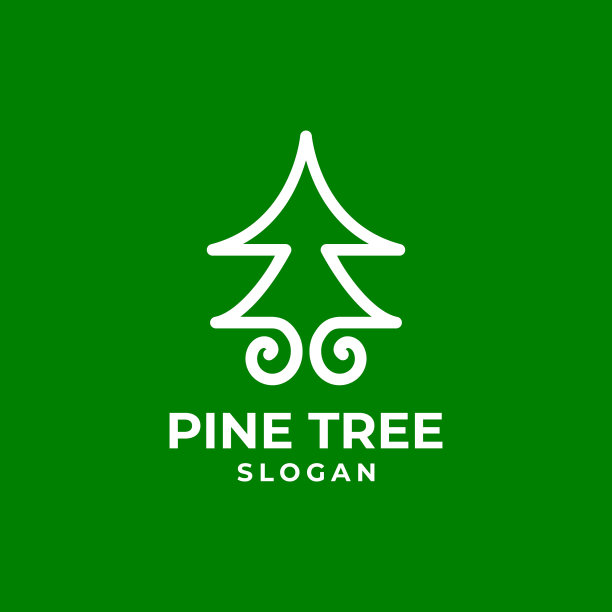 松树线性标志模板图片下载