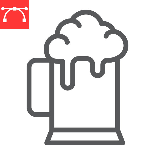 啤酒线条图标酒吧和酒精杯啤酒图片下载