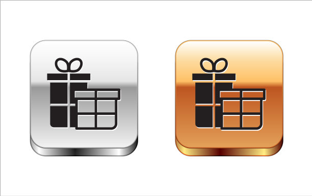 黑色礼盒图标孤立在白色背景图片下载