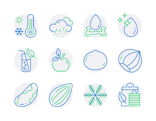 自然图标集包括作为水滴的图标图片下载